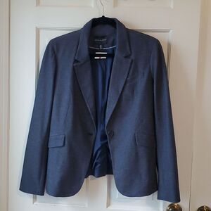 NWT JASMINE & JULIANA BLUE DENIM LOOK KNIT BLAZER JACKET SIZE LARGE COTTON